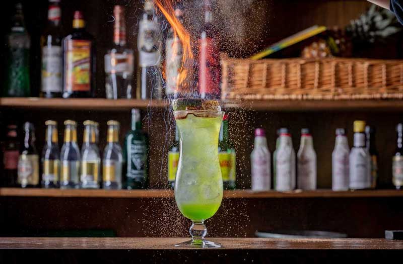 Vegan non-alcoholic cocktail on a bar top